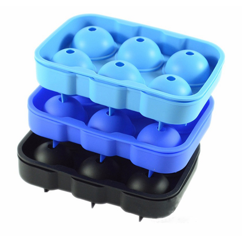China Supplier 6 Cavity Sphere Silicone Ice Maker Mold, Ball Shape Silicone Ice Cube Tray