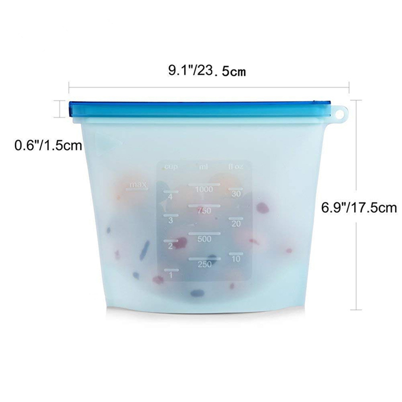 Eco Friendly Ziplock Leakproof Snack Reusable Silicone Food Storage Bag Fruits Vegetable Meats Prervation Container